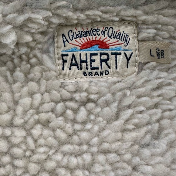 Faherty Timberline Organic Cotton Primaloft Trucker Jean Jacket Washed Sherpa, L - Picture 12 of 13